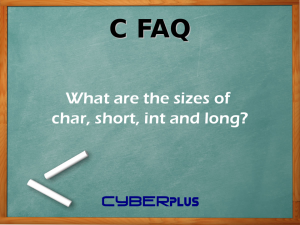 What are the sizes of char, short, int and long?