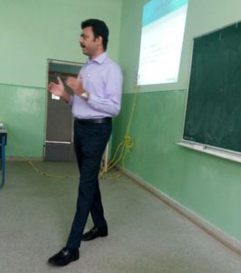 Nagesh Rao delivering a seminar in SKIT